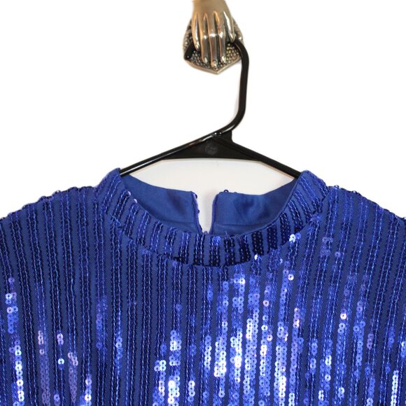 Coloiura Elegant Sequin Tassel Bodycon Midi Dress Blue Size Med - Picture 9 of 15